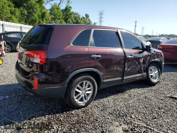 2015 Kia Sorento LX with VIN 5XYKT3A6XFG640952, listed as a Copart auction lot 53365165 with 126,266 mi miles and Salvage Title. Bid and sale history available at carsss.com. Image 3.