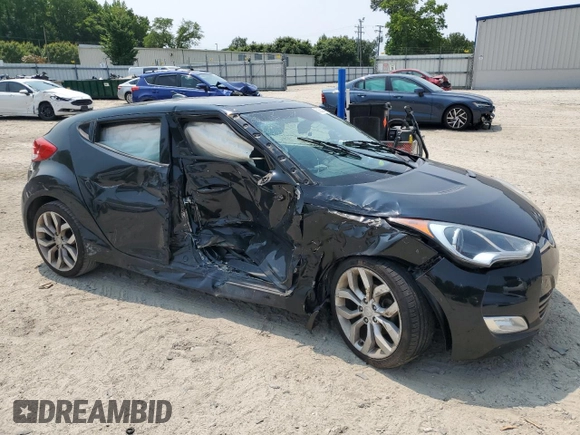 2013 Hyundai Veloster w/Black Int with VIN KMHTC6AD7DU134443, listed as a Copart auction lot 59295275 with 137,106 mi miles and Salvage title. Bid and sale history available at DreamBid. Image 4.