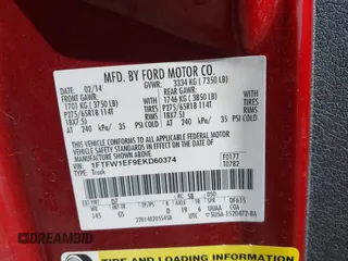 2014 Ford F-150 XL with VIN 1FTFW1EF9EKD60374, listed as a IAAI auction lot 41663069 with 45,794 mi miles and . Bid and sale history available at DreamBid. Image 9.