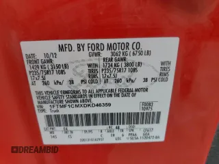 2013 Ford F-150 XL with VIN 1FTMF1CMXDKD46359, listed as a Copart auction lot 50999305 with 176,751 mi miles and Clean Title. Bid and sale history available at carsss.com. Image 12.