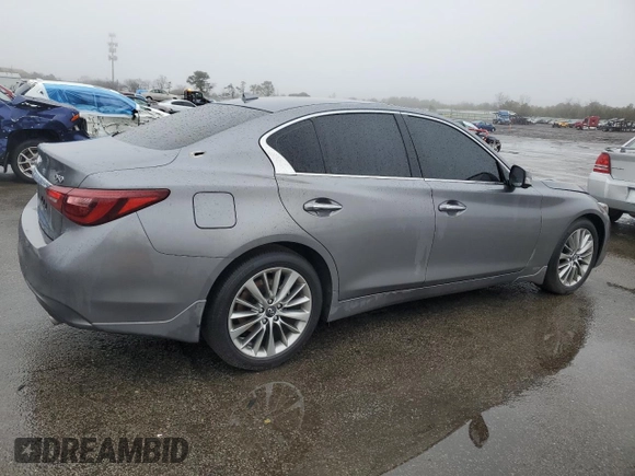 2023 Infiniti Q50 Luxe with VIN JN1EV7BR6PM541314, listed as a Copart auction lot 49377505 with 23,601 mi miles and Salvage title. Bid and sale history available at DreamBid. Image 3.