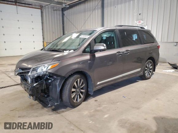 2019 Toyota Sienna XLE with VIN 5TDDZ3DC0KS218985, listed as a Copart auction lot 62550935 with 42,925 mi miles and Salvage title. Bid and sale history available at DreamBid. Image 1.
