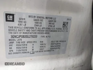 2016 Chevrolet Trax LT with VIN 3GNCJPSB2GL276220, listed as a IAAI auction lot 41867513 with 142,976 mi miles and . Bid and sale history available at DreamBid. Image 9.
