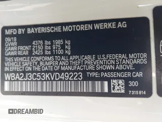 2019 BMW 2 Series 230i xDrive z VIN WBA2J3C53KVD49223, wystawiony jako IAAI lot #42166115 z przebiegiem 55 303 mil mil oraz . Historia ofert i sprzedaży dostępna na DreamBid. Obrazek 9.