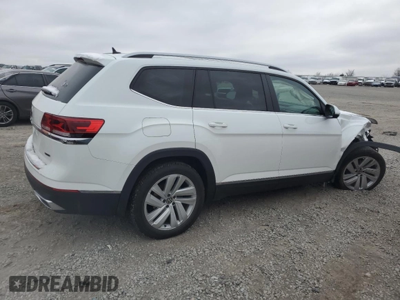 2021 Volkswagen Atlas SEL with VIN 1V2BR2CA2MC595550, listed as a Copart auction lot 45566115 with 57,244 mi miles and Salvage title. Bid and sale history available at DreamBid. Image 3.