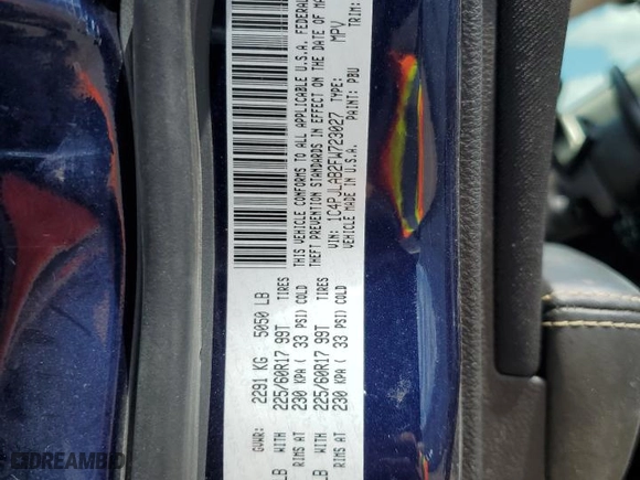 2015 Jeep Cherokee Sport with VIN 1C4PJLAB2FW723027, listed as a Copart auction lot 87520855 with 118,122 mi miles and Salvage Title. Bid and sale history available at carsss.com. Image 15.