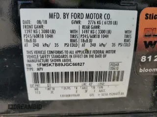 2018 Ford Explorer with VIN 1FM5K7B89JGC66827, listed as a Copart auction lot 74245024 with 120,200 mi miles and Salvage title. Bid and sale history available at DreamBid. Image 13.