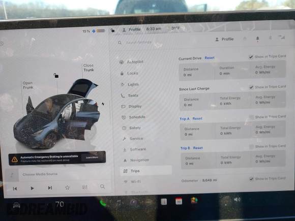 2024 Tesla Model Y Long Range with VIN 7SAYGDEE6RA321453, listed as a IAAI auction lot 41463429 with 9,649 mi miles. Bid and sale history available at carsss.com. Image 7.