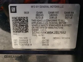 2019 Chevrolet Traverse LS with VIN 1GNERFKW5KJ317552, listed as a Copart auction lot 46930225 with 134,081 mi miles and Salvage Title. Bid and sale history available at carsss.com. Image 15.