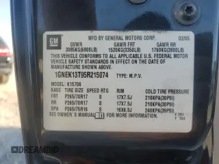 2005 Chevrolet Tahoe Z71 with VIN 1GNEK13T95R215074, listed as a Copart auction lot 74262994 with 0 mi miles and Salvage Title. Bid and sale history available at carsss.com. Image 15.