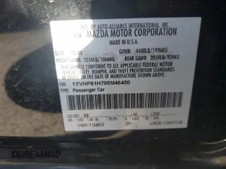 2009 Mazda 6 i Sport with VIN 1YVHP81H795M46450, listed as a Copart auction lot 50025695 with 176,004 mi miles and Salvage Title. Bid and sale history available at carsss.com. Image 14.