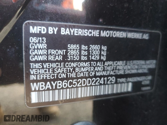 2013 BMW 7 Series 750i xDrive z VIN WBAYB6C52DD224129, wystawiony jako Copart lot #52752605 z przebiegiem 122 275 mil mil oraz Czysty tytuł • Clean title. Historia ofert i sprzedaży dostępna na DreamBid. Obrazek 12.