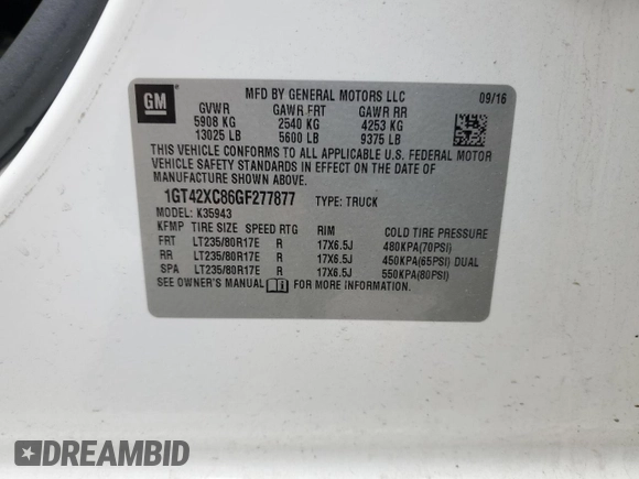 2016 GMC Sierra 3500HD SLT z VIN 1GT42XC86GF277877, wystawiony jako Copart lot #55825015 z przebiegiem 205 718 mil mil oraz Szkoda całkowita • Salvage title. Historia ofert i sprzedaży dostępna na DreamBid. Obrazek 12.