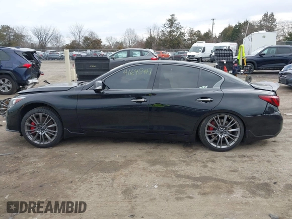 2021 Infiniti Q50 Red Sport 400 with VIN JN1FV7DR3MM880528, listed as a IAAI auction lot 41645447 with 73,160 mi miles and . Bid and sale history available at carsss.com. Image 15.