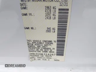 2022 Nissan Altima SR z VIN 1N4BL4CVXNN314267, wystawiony jako IAAI lot #42311934 z przebiegiem 56 536 mil mil oraz . Historia ofert i sprzedaży dostępna na DreamBid. Obrazek 9.