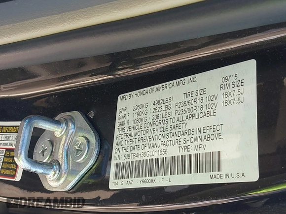 2016 Acura RDX with VIN 5J8TB4H36GL011656, listed as a IAAI auction lot 41421569 with 128,005 mi miles. Bid and sale history available at carsss.com. Image 9.