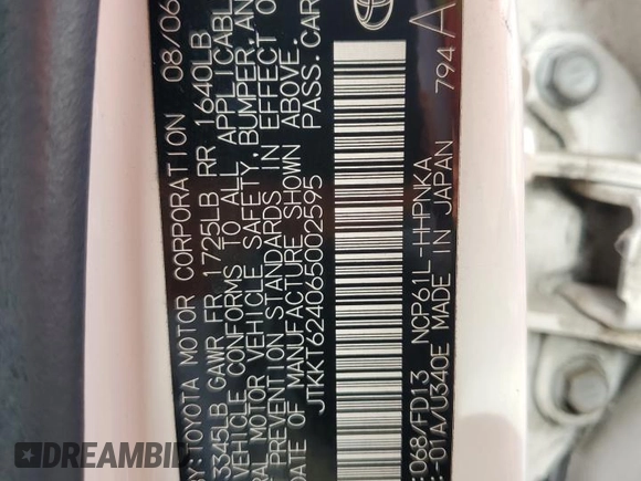 2006 Scion xA z VIN JTKKT624065002595, wystawiony jako Copart lot #73732864 z przebiegiem 198 897 mil mil oraz Szkoda całkowita • Salvage title. Historia ofert i sprzedaży dostępna na DreamBid. Obrazek 12.