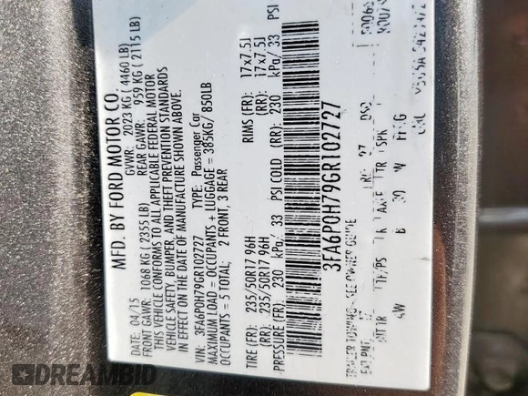 2016 Ford Fusion SE with VIN 3FA6P0H79GR102727, listed as a Copart auction lot 59046905 with 142,739 mi miles and Clean title. Bid and sale history available at DreamBid. Image 13.