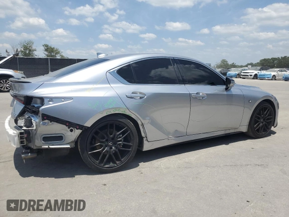 2023 Lexus IS 350 F Sport with VIN JTHGZ1B22P5069924, listed as a Copart auction lot 57846165 with 19,862 mi miles and Salvage title. Bid and sale history available at DreamBid. Image 3.