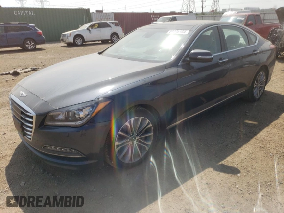 2017 Genesis G80 3.8L with VIN KMHGN4JEXHU176409, listed as a Copart auction lot 68038554 with 120,655 mi miles and Salvage Title. Bid and sale history available at DreamBid. Image 1.