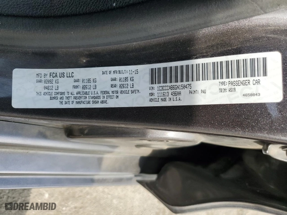 2016 Chrysler 200 Limited with VIN 1C3CCCAB6GN150475, listed as a Copart auction lot 79112334 with 102,536 mi miles and Salvage Title. Bid and sale history available at carsss.com. Image 12.