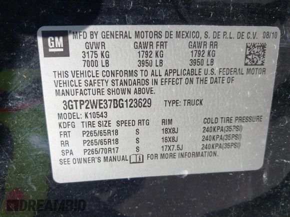 2011 GMC Sierra 1500 SLT с VIN 3GTP2WE37BG123629, выставлен на аукционе IAAI как лот 42327267 с пробегом Не указан миль и . История ставок и продаж доступна на DreamBid. Изображение 9.