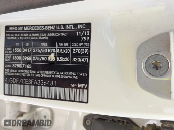 2014 Mercedes-Benz GL 450 with VIN 4JGDF7CE3EA336481, listed as a IAAI auction lot 42647526 with 145,311 mi miles and . Bid and sale history available at DreamBid. Image 9.