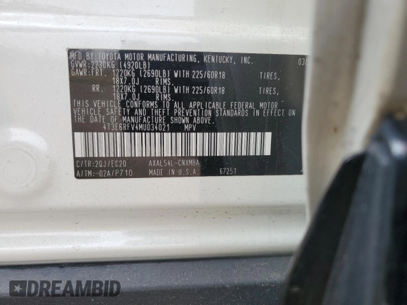2021 Toyota RAV4 Hybrid XSE with VIN 4T3E6RFV4MU034021, listed as a Copart auction lot 59295175 with 25,500 mi miles and Salvage title. Bid and sale history available at DreamBid. Image 14.