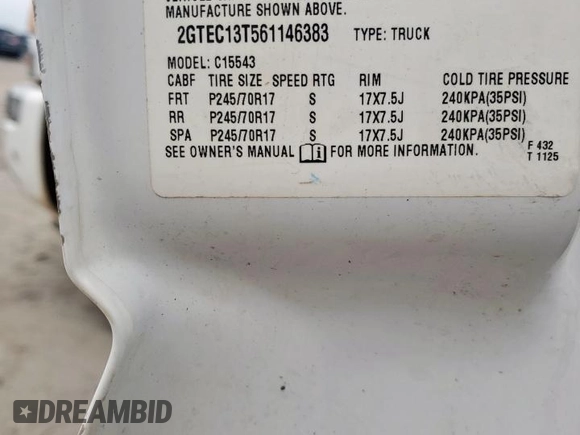 2006 GMC Sierra 1500 SLE1 z VIN 2GTEC13T561146383, wystawiony jako Copart lot #59738675 z przebiegiem 268 109 mil mil oraz Czysty tytuł • Clean title. Historia ofert i sprzedaży dostępna na DreamBid. Obrazek 12.