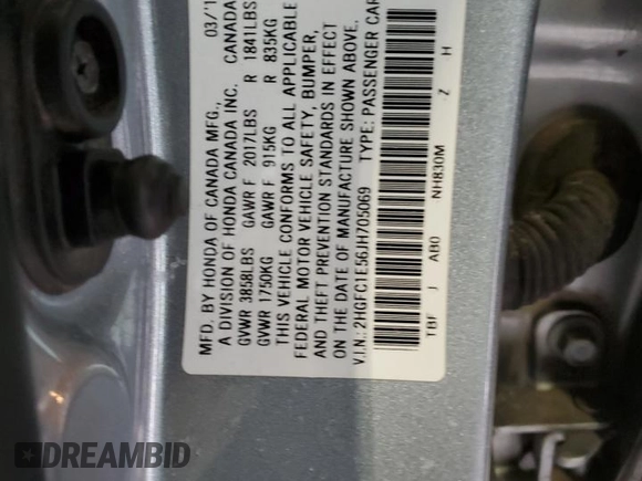 2018 Honda Civic Si with VIN 2HGFC1E56JH705069, listed as a Copart auction lot 45688515 with 134,264 mi miles and Salvage Title. Bid and sale history available at DreamBid. Image 14.
