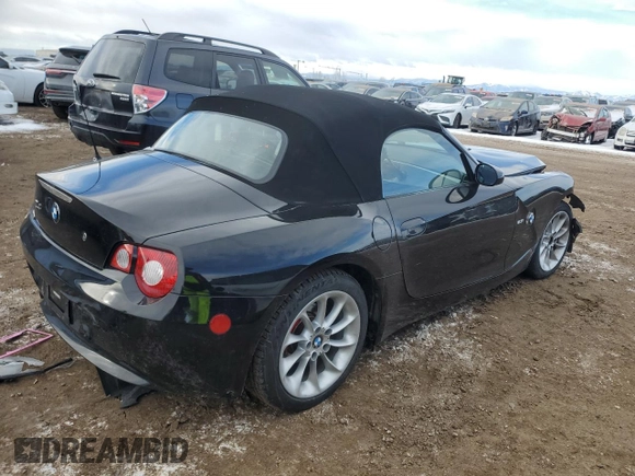 2005 BMW Z4 2.5i with VIN 4USBT335X5LR71029, listed as a Copart auction lot 42146655 with 80,813 mi miles and Salvage Title. Bid and sale history available at carsss.com. Image 3.