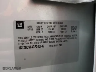 2016 Chevrolet Malibu LS with VIN 1G1ZB5ST4GF345649, listed as a Copart auction lot 52030475 with 106,457 mi miles and Salvage Title. Bid and sale history available at carsss.com. Image 13.