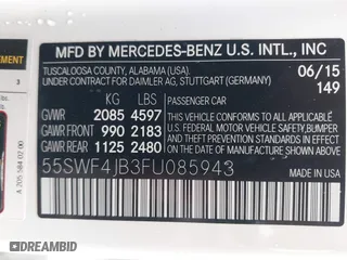 2015 Mercedes-Benz C-Class C 300 with VIN 55SWF4JB3FU085943, listed as a IAAI auction lot 41788857 with 107,954 mi miles. Bid and sale history available at carsss.com. Image 9.