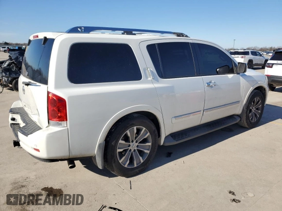 2015 Nissan Armada SV z VIN 5N1BA0ND8FN616053, wystawiony jako Copart lot #88253385 z przebiegiem 211 004 mil mil oraz Szkoda całkowita • Salvage title. Historia ofert i sprzedaży dostępna na DreamBid. Obrazek 3.