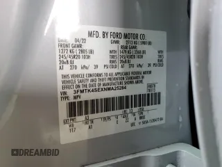 2022 Ford Mustang Mach-E GT with VIN 3FMTK4SEXNMA25284, listed as a Copart auction lot 56784195 with Not provided miles and Salvage title. Bid and sale history available at DreamBid. Image 13.