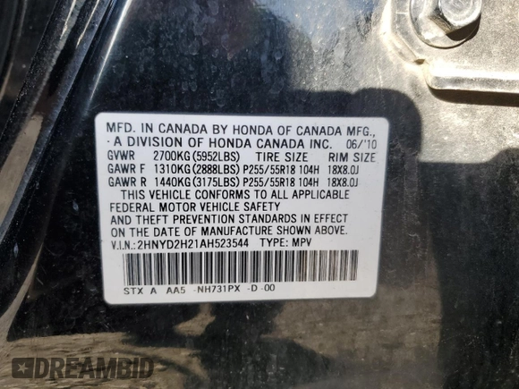 2010 Acura MDX with VIN 2HNYD2H21AH523544, listed as a Copart auction lot 50776055 with 236,933 mi miles and Salvage Title. Bid and sale history available at carsss.com. Image 13.