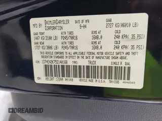 2005 Dodge Dakota SLT with VIN 1D7HE42K75S140168, listed as a IAAI auction lot 41581634 with 121,983 mi miles and . Bid and sale history available at carsss.com. Image 9.