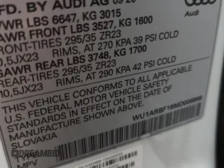 2021 Audi RS Q8 z VIN WU1ARBF16MD008966, wystawiony jako Copart lot #74957414 z przebiegiem Nie podano mil oraz Nie do naprawy. Historia ofert i sprzedaży dostępna na DreamBid. Obrazek 14.