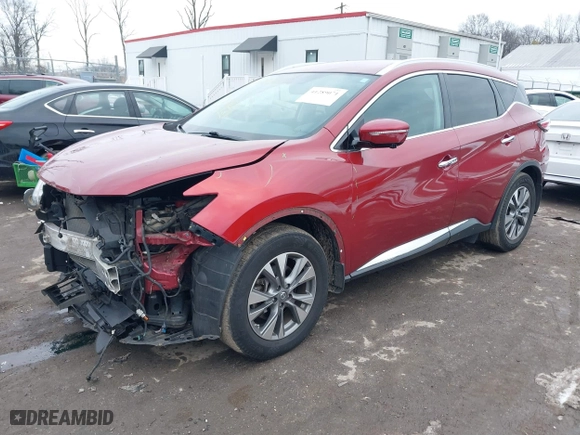 2015 Nissan Murano SL with VIN 5N1AZ2MH2FN284843, listed as a IAAI auction lot 41289071 with 77,162 mi miles. Bid and sale history available at carsss.com. Image 2.
