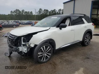 2024 Nissan Pathfinder Platinum with VIN 5N1DR3DH2RC279760, listed as a Copart auction lot 74944464 with 5,293 mi miles and Salvage Title. Bid and sale history available at carsss.com. Image 1.