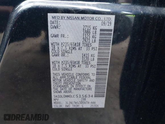 2020 Infiniti QX60 Pure z VIN 5N1DL0MM0LC515634, wystawiony jako IAAI lot #41904883 z przebiegiem 26 722 mil mil oraz . Historia ofert i sprzedaży dostępna na DreamBid. Obrazek 9.