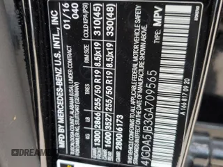 2016 Mercedes-Benz GLE 350 with VIN 4JGDA5JB3GA709565, listed as a Copart auction lot 54980125 with 96,876 mi miles and Salvage title. Bid and sale history available at DreamBid. Image 12.