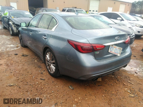 2019 Infiniti Q50 Luxe with VIN JN1EV7AP0KM513825, listed as a IAAI auction lot 41310796 with 92,131 mi miles and . Bid and sale history available at DreamBid. Image 3.
