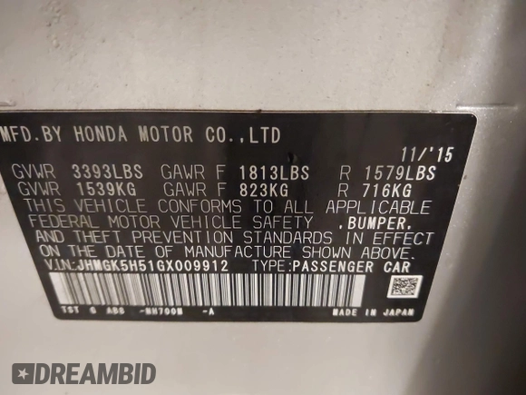 2016 Honda Fit LX с VIN JHMGK5H51GX009912, выставлен на аукционе IAAI как лот 42099295 с пробегом 256 947 миль миль и . История ставок и продаж доступна на DreamBid. Изображение 9.