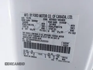 2003 Ford F-150 z VIN 2FTRX08W63CA22223, wystawiony jako IAAI lot #41382377 z przebiegiem 261 841 mil mil oraz . Historia ofert i sprzedaży dostępna na DreamBid. Obrazek 9.