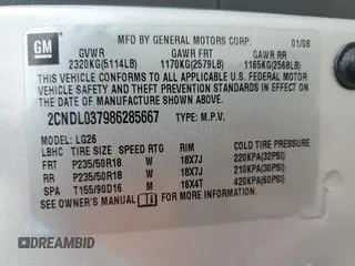 2008 Chevrolet Equinox Sport with VIN 2CNDL037986285667, listed as a Copart auction lot 53756285 with 150,093 mi miles and Salvage Title. Bid and sale history available at carsss.com. Image 13.