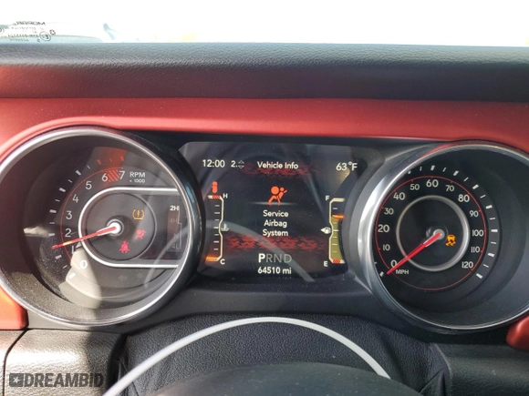 2019 Jeep Wrangler Unlimited Rubicon with VIN 1C4HJXFN0KW545613, listed as a Copart auction lot 42807785 with 64,510 mi miles and Salvage Title. Bid and sale history available at carsss.com. Image 9.