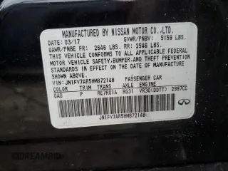 2017 Infiniti Q50 Red Sport 400 with VIN JN1FV7AR5HM872148, listed as a Copart auction lot 88992605 with Not provided miles and Salvage title. Bid and sale history available at DreamBid. Image 12.
