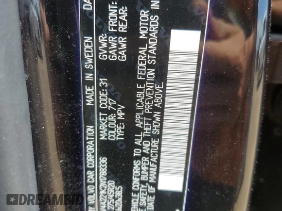 2022 Volvo XC90 Momentum with VIN YV4A221K2N1788336, listed as a Copart auction lot 58512434 with 49,644 mi miles and Salvage title. Bid and sale history available at DreamBid. Image 13.