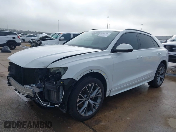 2021 Audi Q8 Premium with VIN WA1AVAF14MD003469, listed as a IAAI auction lot 41134083 with 61,861 mi miles. Bid and sale history available at carsss.com. Image 2.